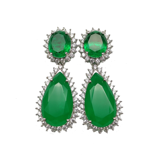 Green Water Drop Earrings