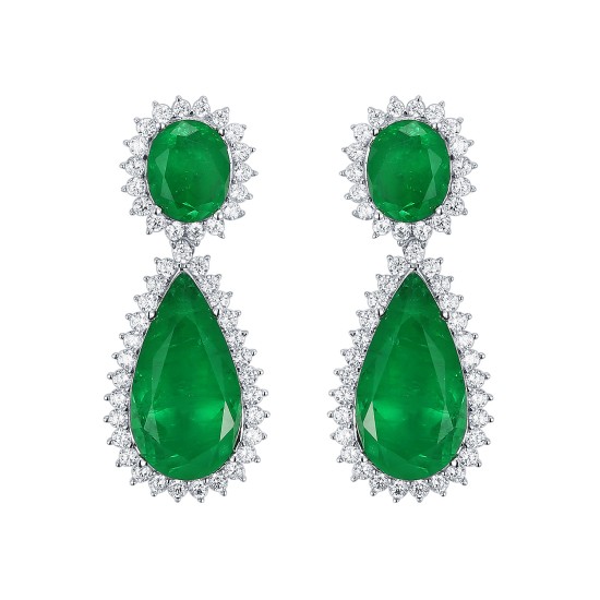 Green Water Drop Earrings