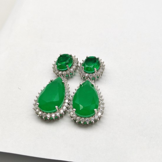 Green Water Drop Earrings