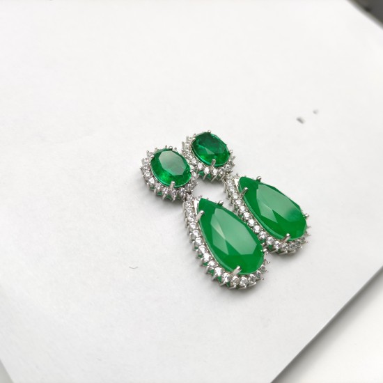 Green Water Drop Earrings