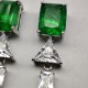 Green Square Triangle Stud Earrings