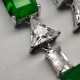 Green Square Triangle Stud Earrings