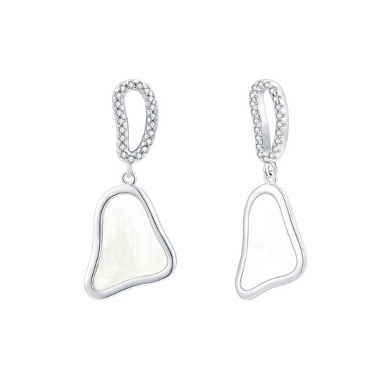 White Mother-of-Pearl Earrings With Diamonds