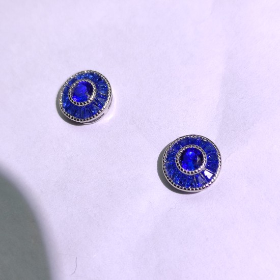 Blue Round Earrings