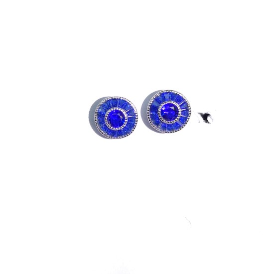 Blue Round Earrings