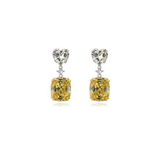 Yellow Heart Stud Earrings