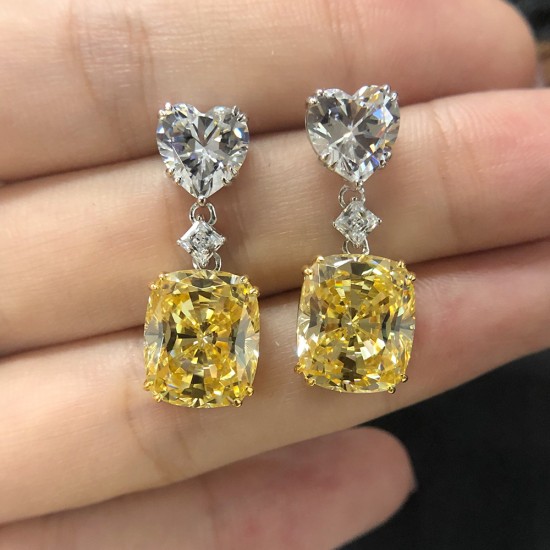 Yellow Heart Stud Earrings