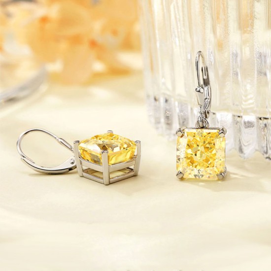 Small square dangle zirconia earrings