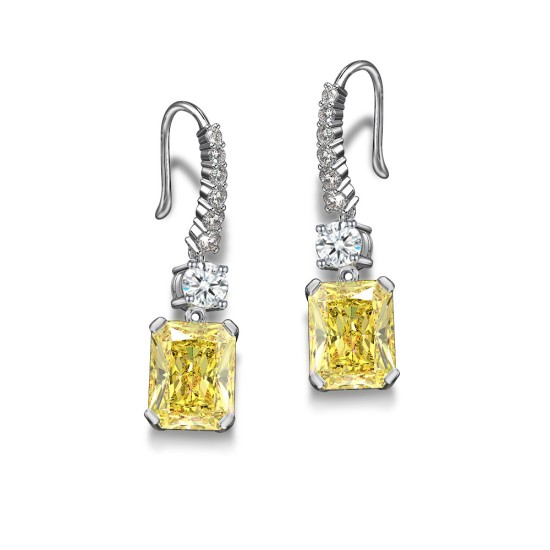 rectangular pendant high ice diamond earrings