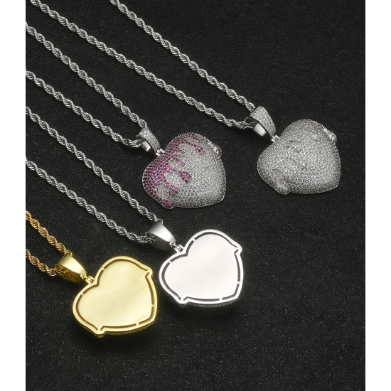 fashion hiphop iced out heart charms pendant