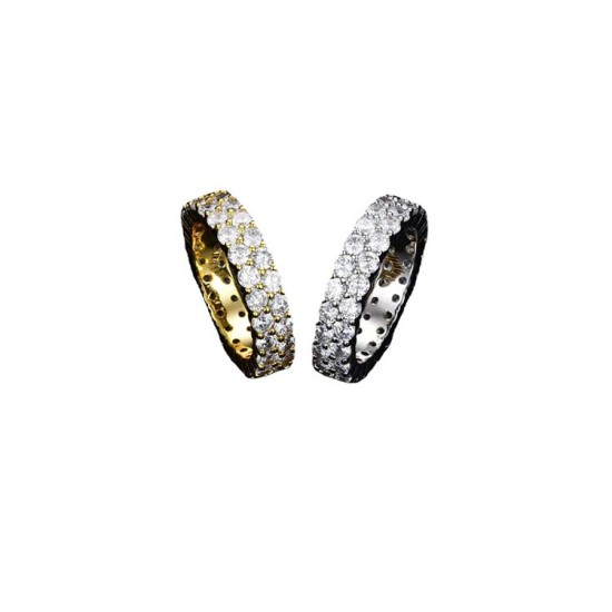 luxury double row gold plated full studded cz diamond ring