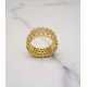 luxury triplex row full studded cz diamond gold plated ring