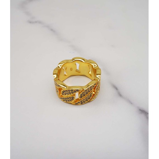 gold plated studded cz diamond ring