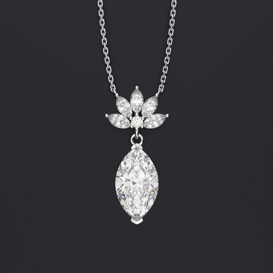 Horse eye zirconia ice flower cut necklace