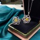 Ice cut yellow flower shape geometric high carbon diamond Pendant