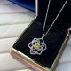 Ice cut yellow flower shape geometric high carbon diamond Pendant