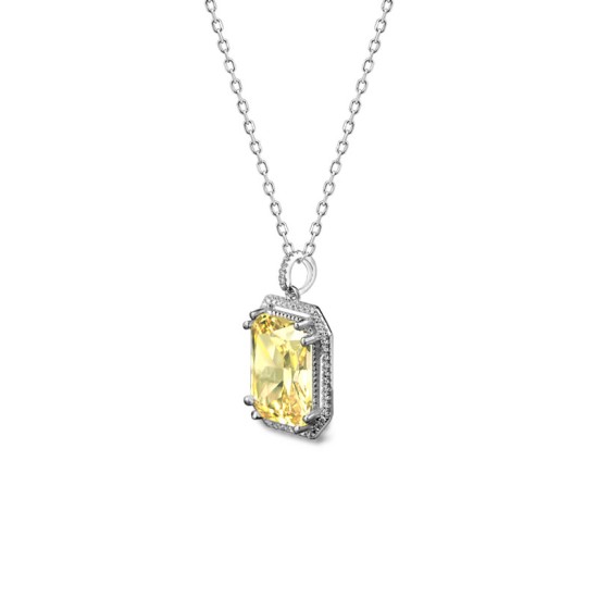 Yellow small octagonal zircon Pendant