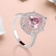 Teardrop-shaped pink zirconium ring